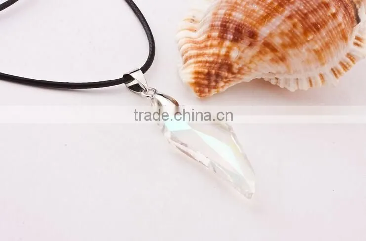 Crystal Wolf Tooth Style Pendant Black Chord Unisex Fashion Necklace Gift