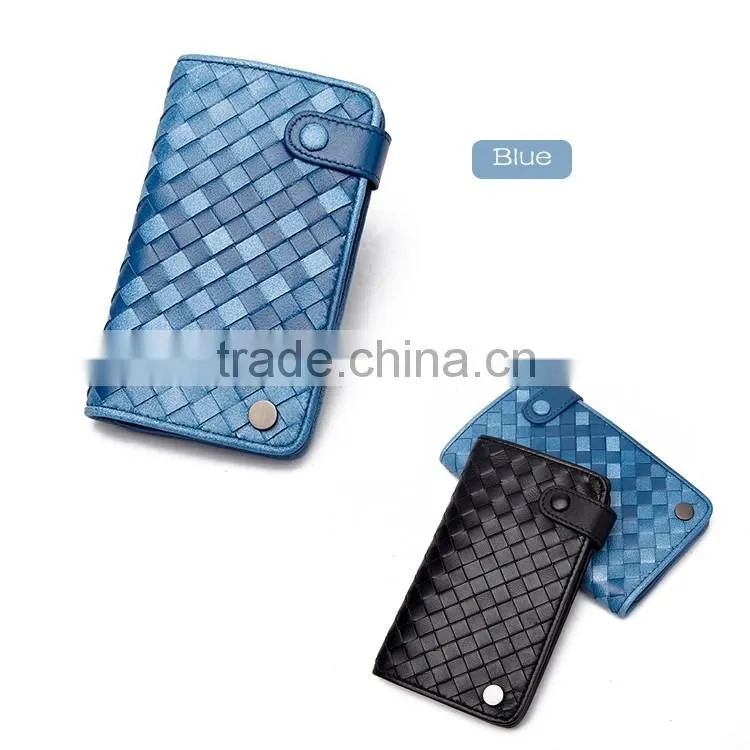 Beautiful sheepskin weave girls card pouch genuine leather travel wallet