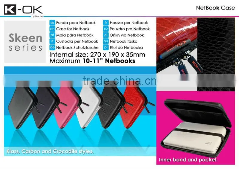 K-OK Strong Hard Zipper PU bag cases with EVA interlayer for ipad, exported to EURO