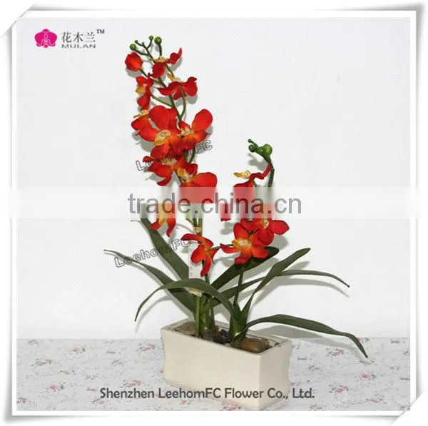 Potted Flowers Crafts Silk Orchid Artificial Fabric Flowers