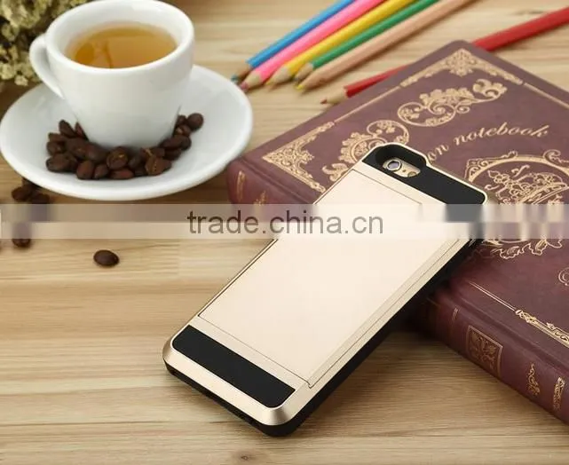 Dual Layer Armor fundas Case Luxury Soft Hybrid Slim Back cases for iphone 4 4s 5 5s 5c 6 6s Plus case cover Slide Card Cover