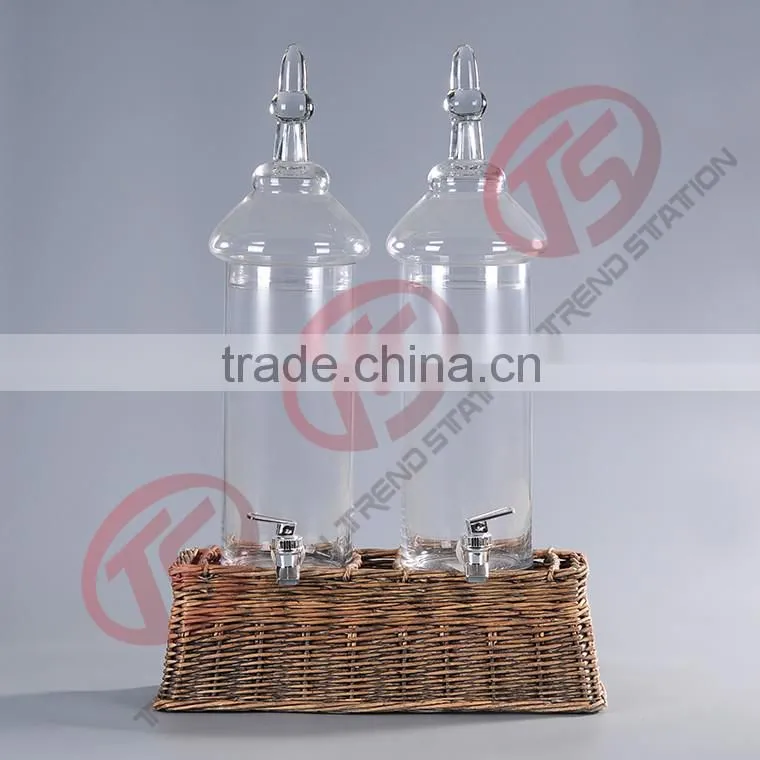 Wholesale glass juice dispenser with willow stand