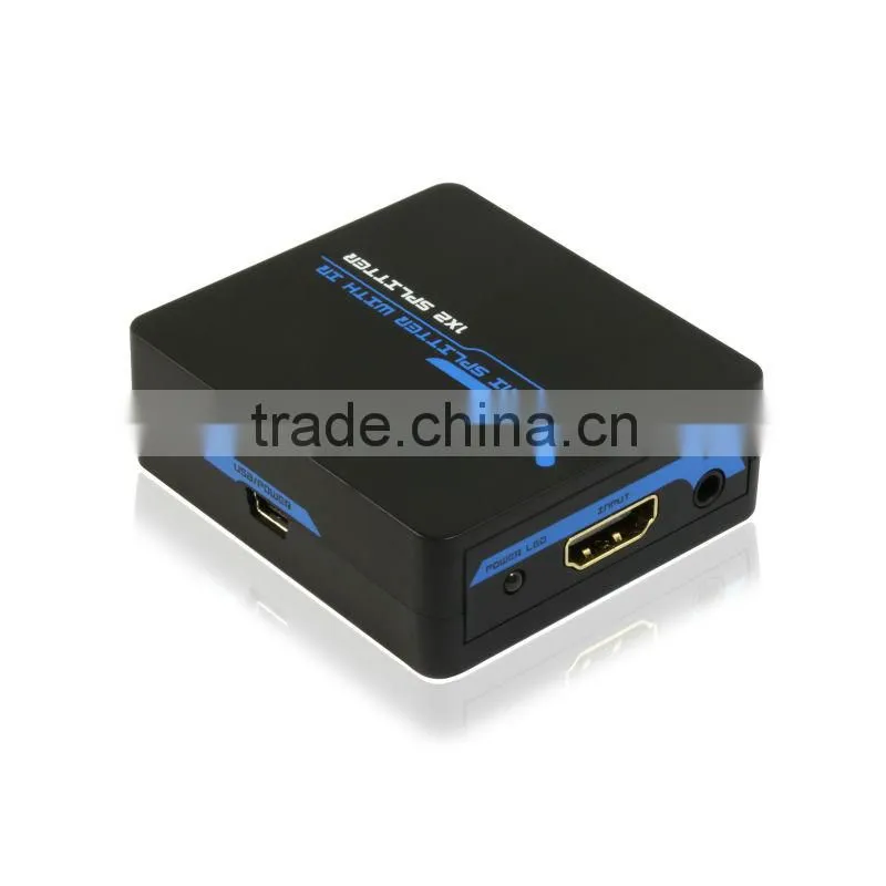 Hot video player Mini audio Video splitter HDMI Splitter 1X2 with IR Support CEC function