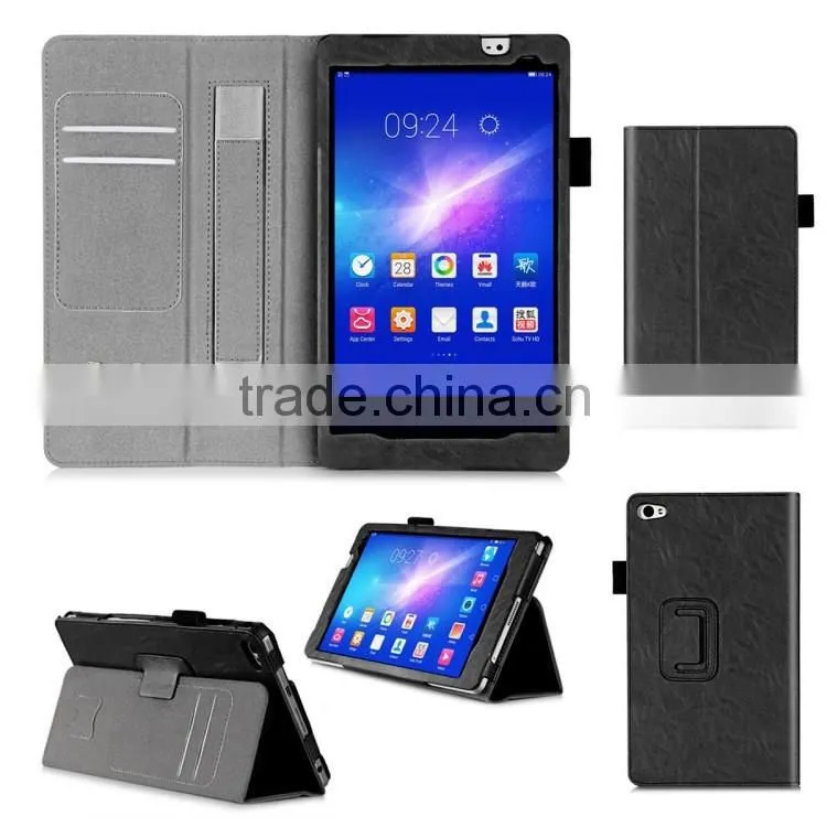 In store colorful handheld card slots fashion faux leather cover for Huawei M2 8 inch