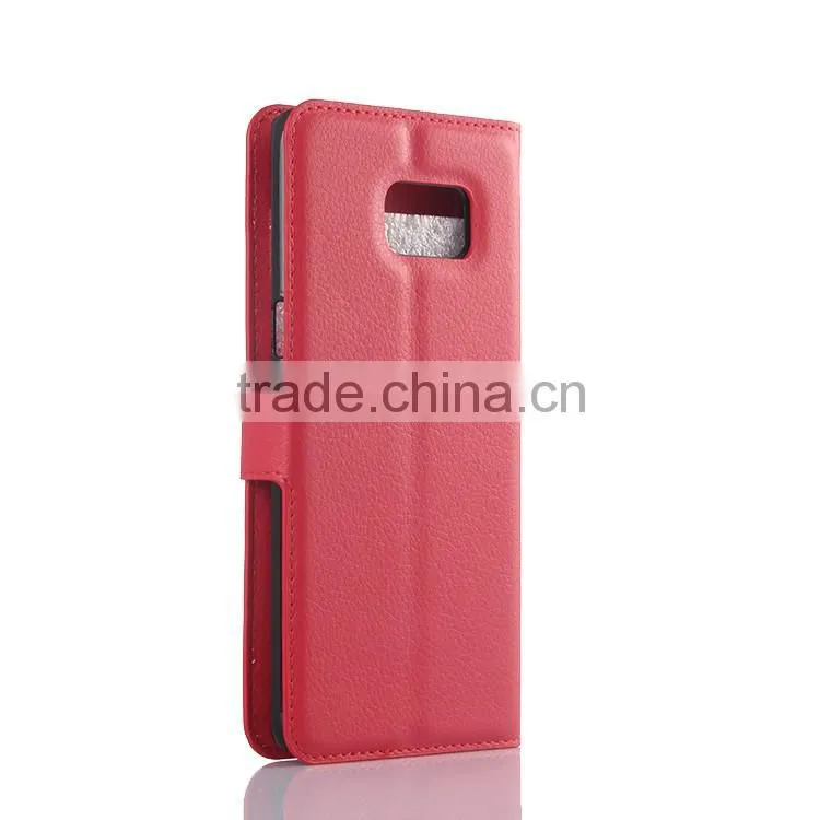 Hot Selling Ultra Thin Lichee PU Leather Case Wallet Folio Flip Cover for Samsung GALAXY S6 edge Plus
