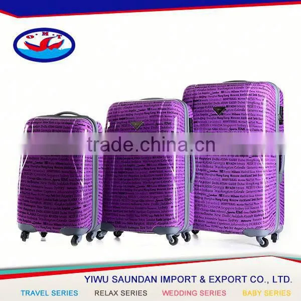 Stock 3pcs ABS luggage set with Universal wheels