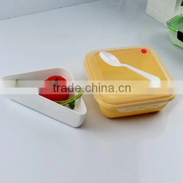 leakproof Plastic Food Lunch Love Bento Box Storage Container Pale Yellow Clear