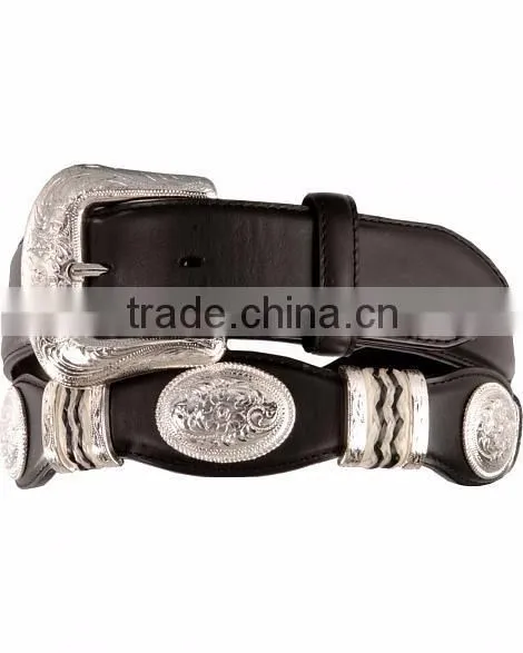 concho studded 100% genuine leather men's scalloped leather belts