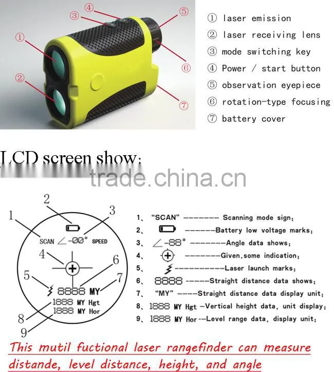 BIJIA 1200m 10X25mm outdoor hunting Laser Rangefinder