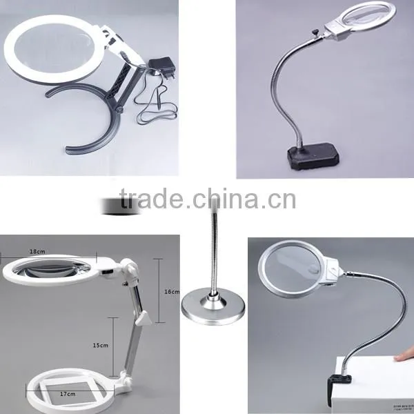 2X LED Goose neck stand floor stand magnifier lamp