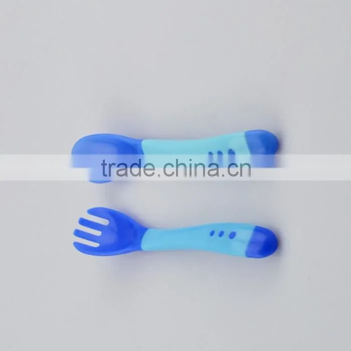 High quality Temperature Color Changing Silicone Feeding Spoon and Fork for Kids