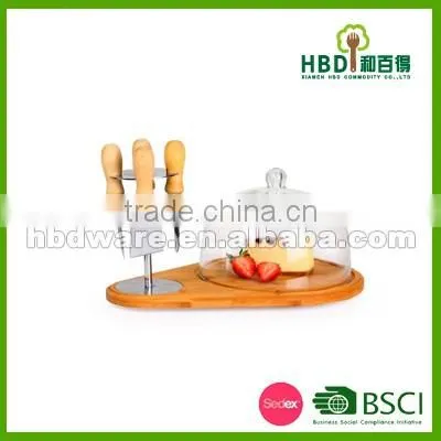 Hot selling bamboo cheese board with plastic dome