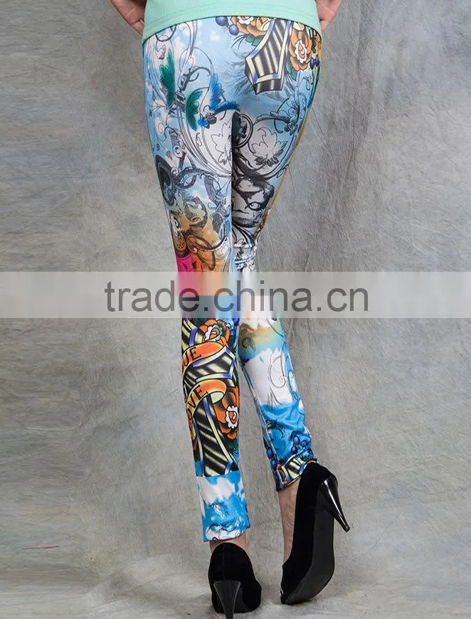 2014 High quality fashion design sexy ladies cream colored leggings