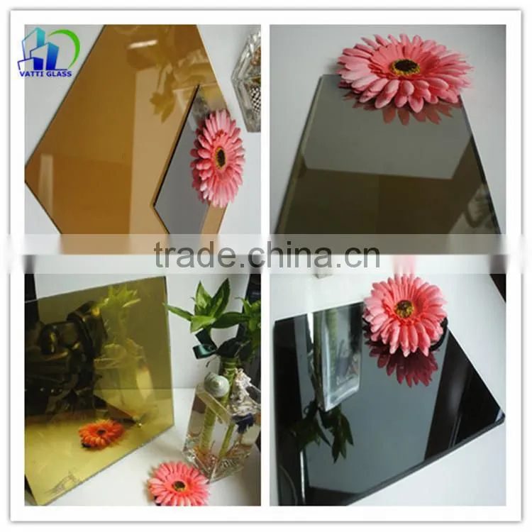 living room decorative gold reflective glass gold mirror coating glass 6mm reflective glass door