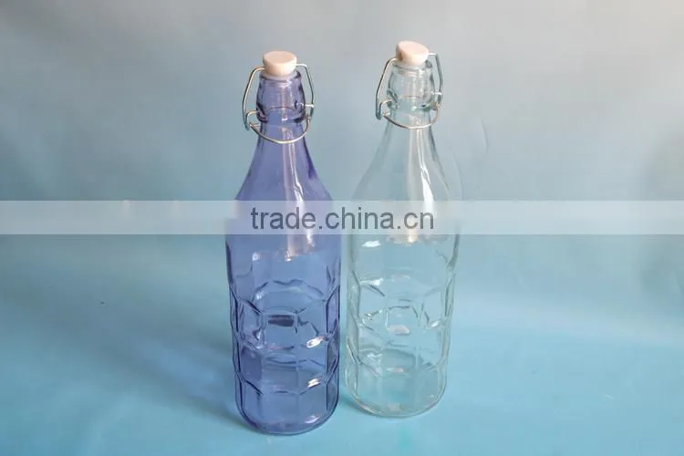 1000ml colored glass liquid bottle with swing top lids