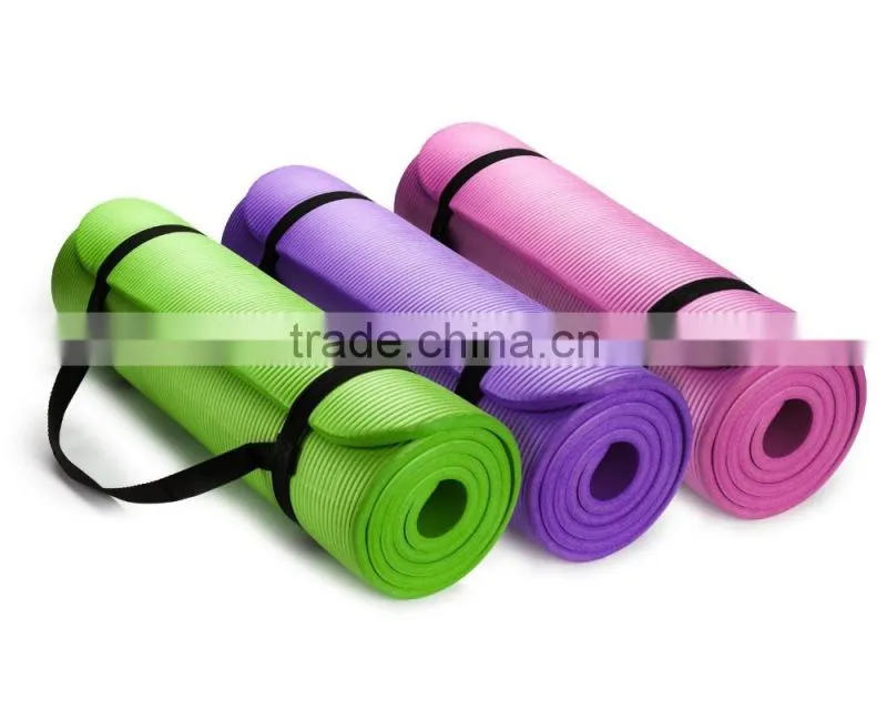 Eco-friendly TPE NBR PVC exercise light weight yoga mat with carrying strap
