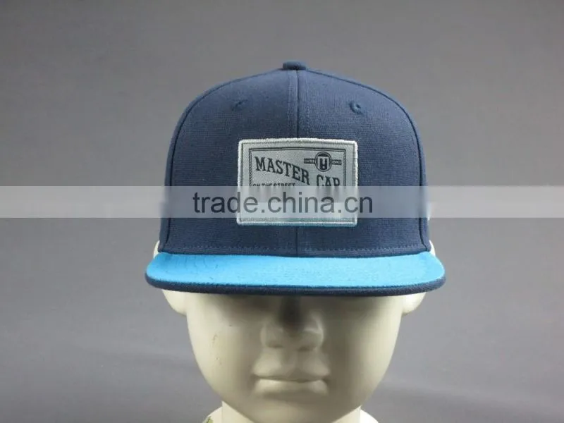 Custom high quality 6- panel snapback hat with woven badge