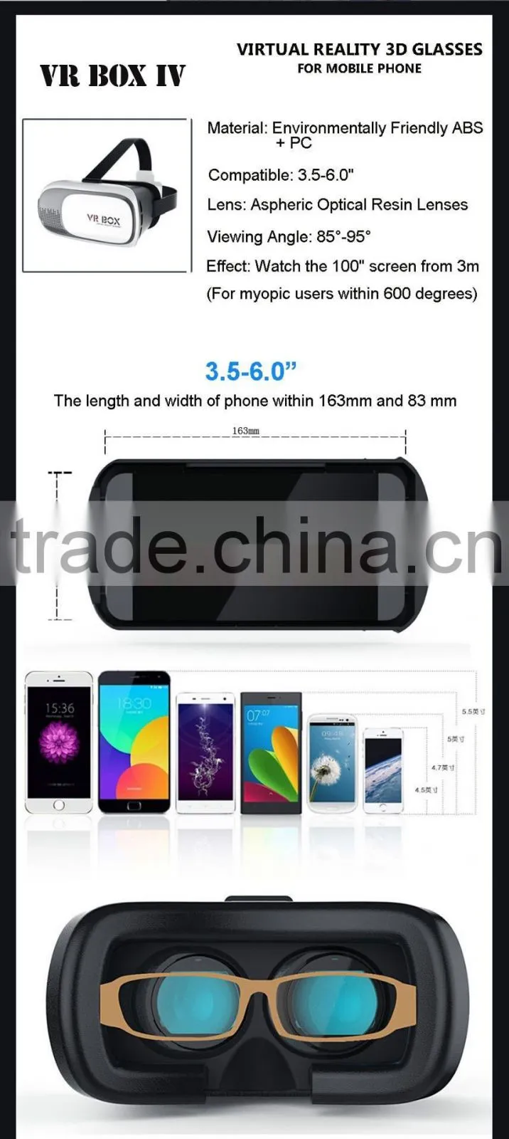 5 Colors Available Upgraded Colorful VR BOX II 2.0 Version Virtual Reality 3D Glasses For 3.5 - 6.0" Smartphone