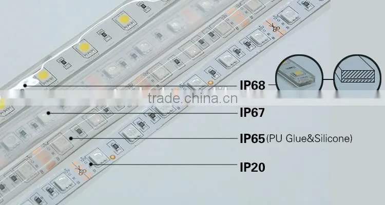 Wholesale 5m 5050 Waterproof LED Strip RGB IP65 Led Light DC12V 60LEDs/M outdoor lighting Ribbon Tape