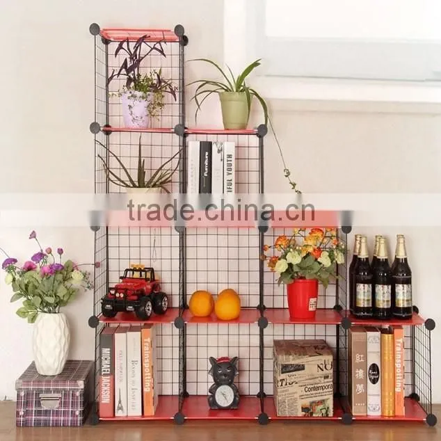flower shelf rack,cube small bookshelf,beautiful iron wire grid shelves