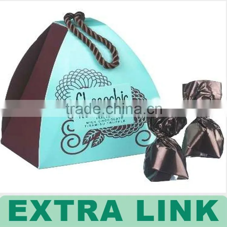 Red Round Kraft Paper With Handle Candy Sugar Packing Box
