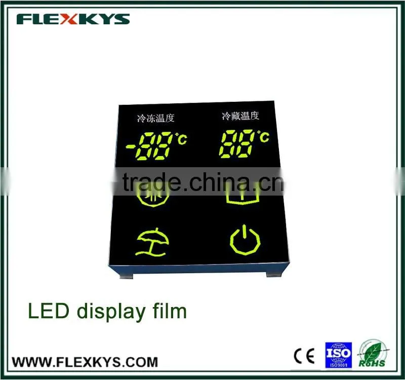 LED display module membrane overlay for refrigerator