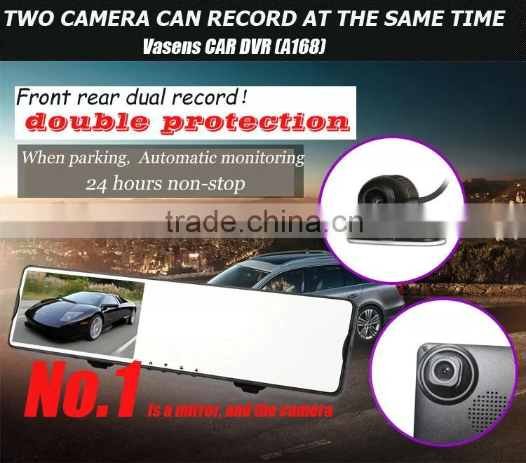 Navi car dvr Dual Camera parking rear view mirror car camera recorder 168