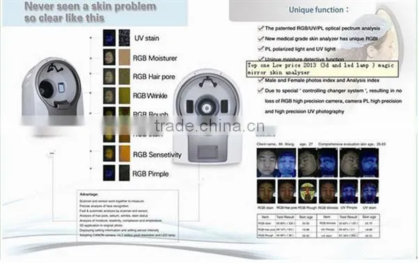 hot sell magic mirror facial skin analyzer / 3d face camera