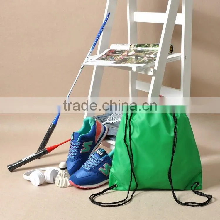 Logo printable 210T Nylon sports shoes bag riding Backpack waterproof drawstring backpack