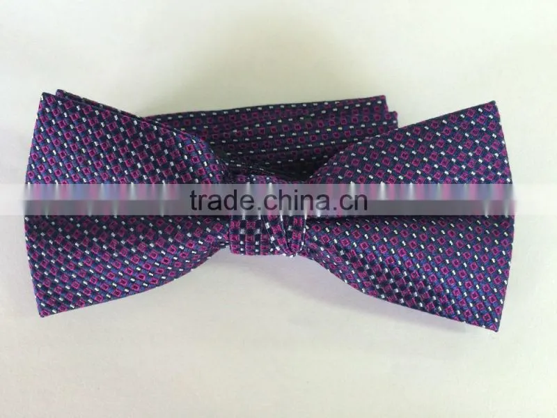 men's 100% silk orange/white/navy bow tie with square and dot design