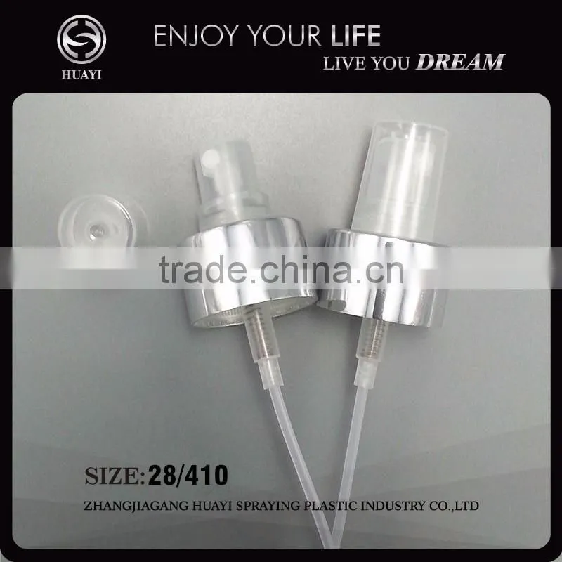 28mm fine mist plastic sprayer pump with aluminum collar