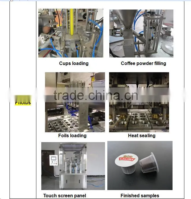2016 new hot sale Fully automatic coffee capsule filling sealing packing machine for K cup, nespresso, lavazza