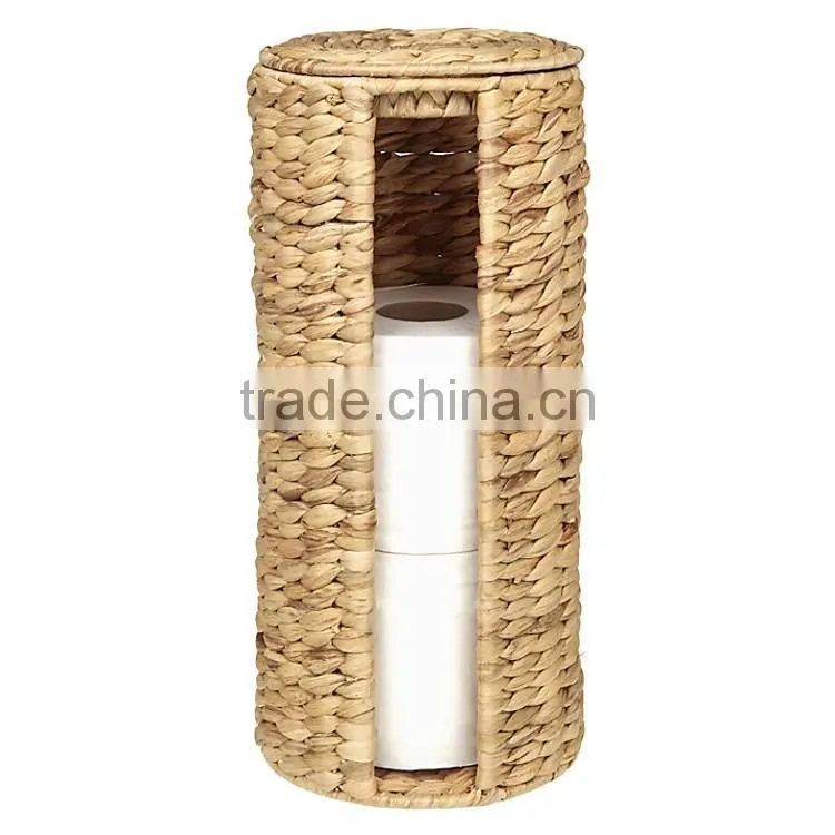 Unique new 3 spare rolls to hold water hyacinth hand woven toilet roll holder
