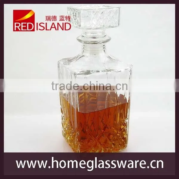 wholesale 750ml handmade clear whiskey wine glass bottle