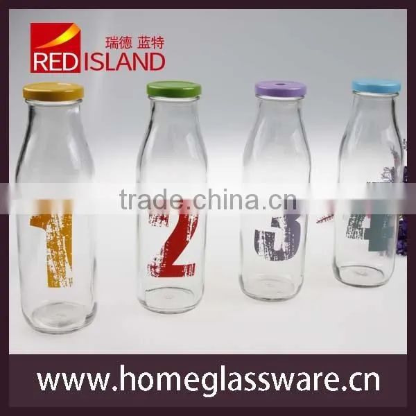 Digital design large glass milk bottle juice bottle with decal