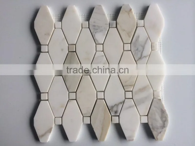 railway shape calacatta gold marble mosaic