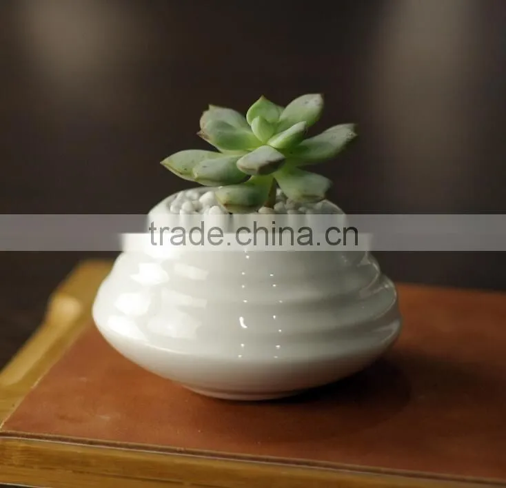 Attractive desktop decor mini white glazed ceramic planters