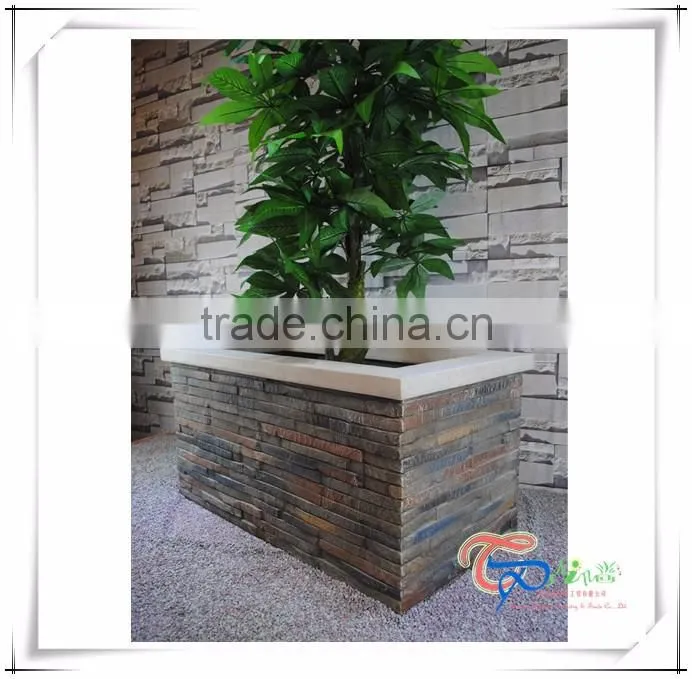 Fiberglass Stone Square Plant Container