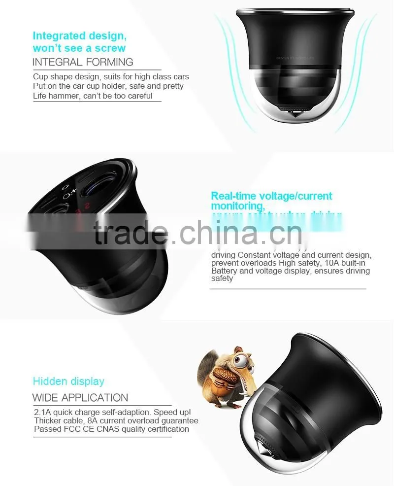 2017 Double cigarette car cigarette lighter socket dual usb car charger