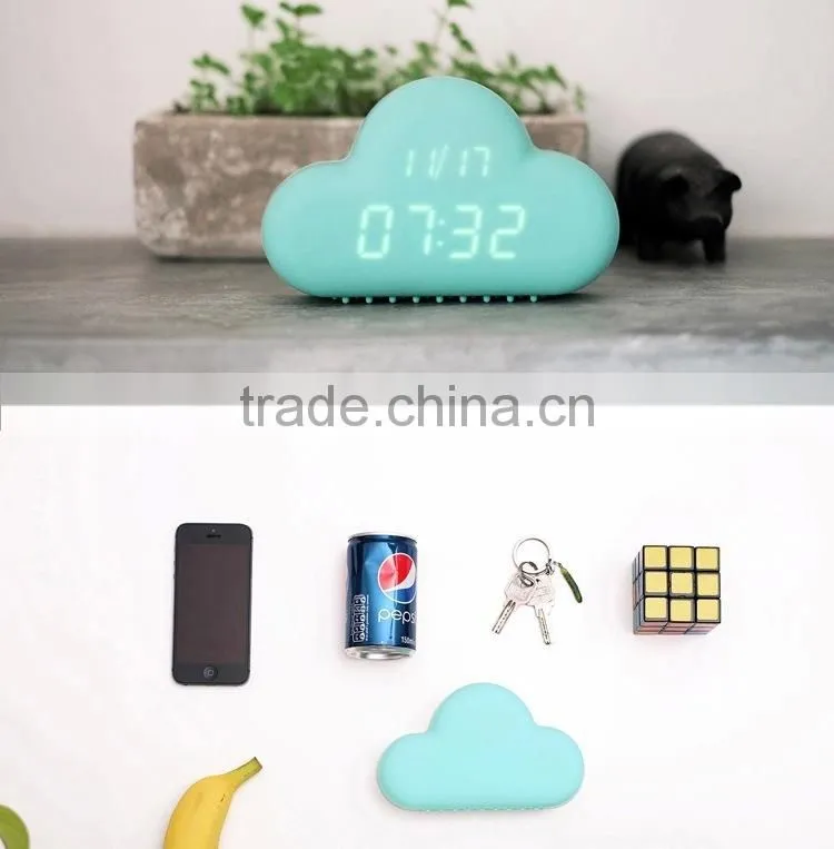 Ultra Mute voice control Snooze Bedside clock clouds shape alarm clock led digital calendar display wall clock