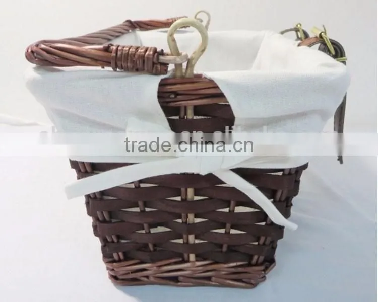 Customized supplier wholesale durable Cheap wood chip and wicker bicycle front basket bracket