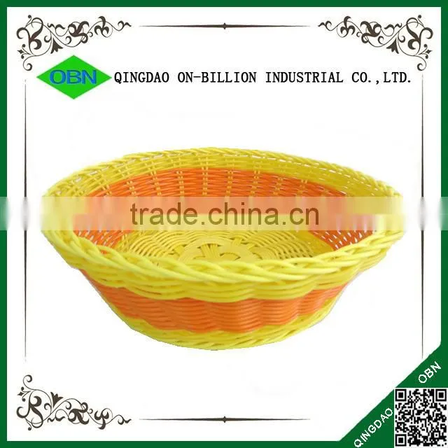 Cheap woven decorative colored fruit plastic pe rattan basket