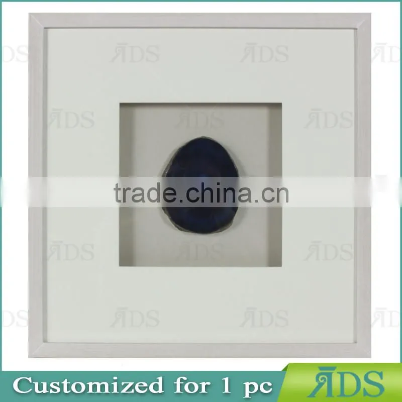 Wooden Shadow Box Frame Encasing Colorful Agate Stone Under Glass