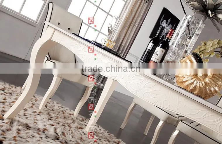 Bottom price peach lacquer pink marble top dining table LV-A802