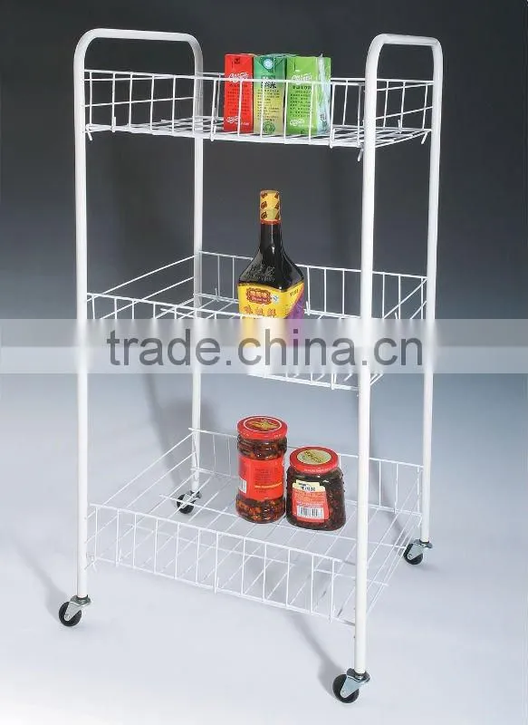 123-37 3-tier Metal Wire Storage Shelf with Wheels Storage Cart