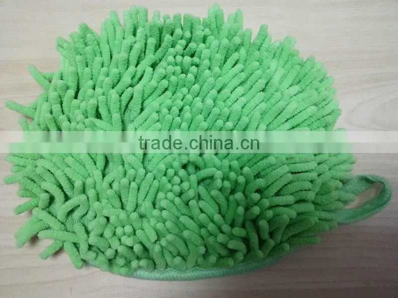 Car microfiber cleaning gloves with chenille microfiber cleaning gloves