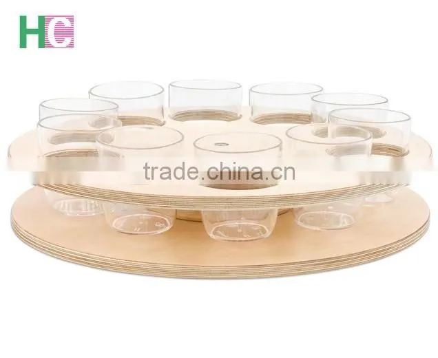 10 cups natural wooden glass tray