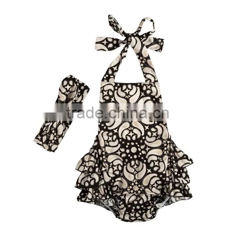 Summer baby clothing hot sale baby girl floral bubble romper infant and toddler baby romper with matching headband