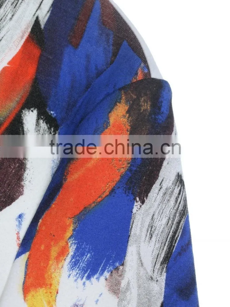 Women's half sleeve thick fabric neck printing elastic white t shirt wholesale clothing