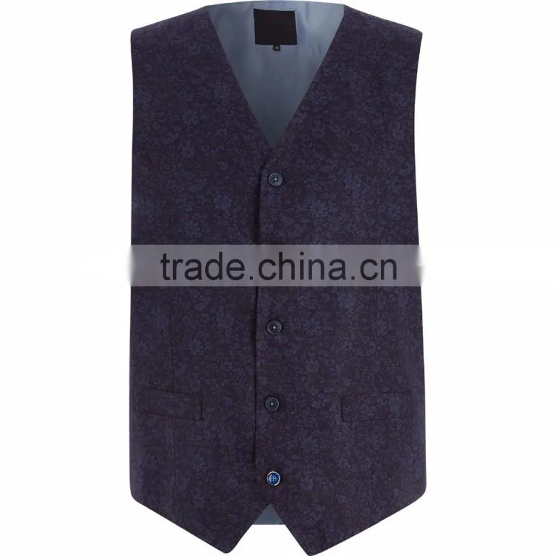 Stylish Style Mens Navy Floral Knitted Three-Piece Suit Wholesale